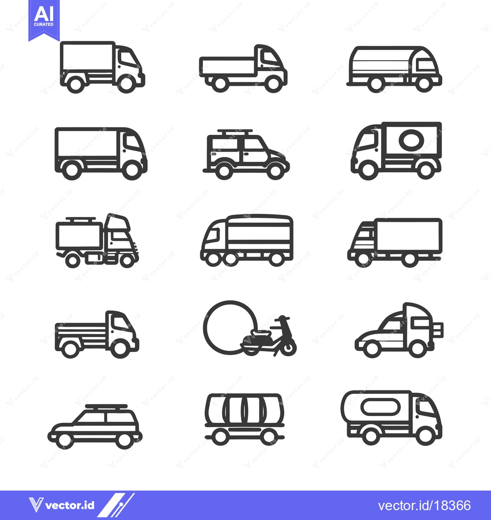 Premium Vector dari A Set of Black and White Line Drawings of Various Vehicles