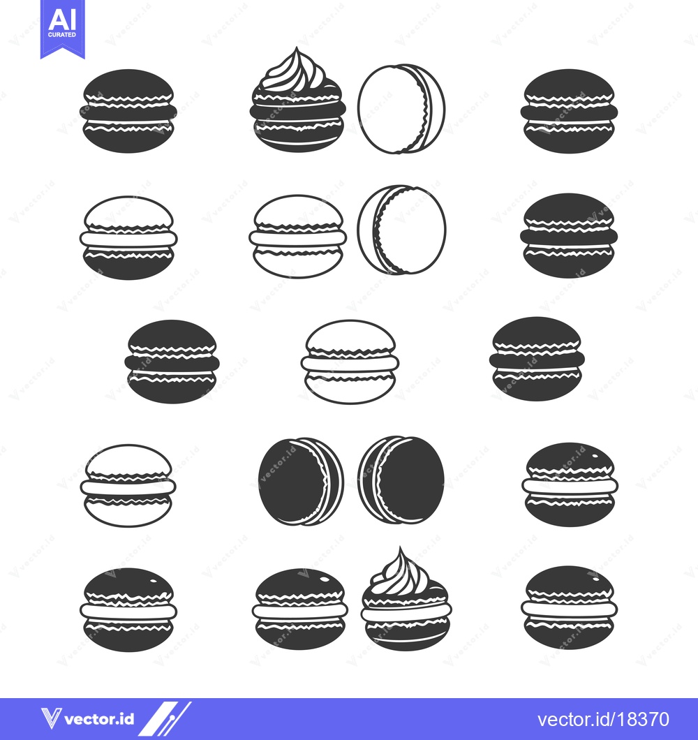 Premium Vector dari A Set of Black and White Macaron Illustrations