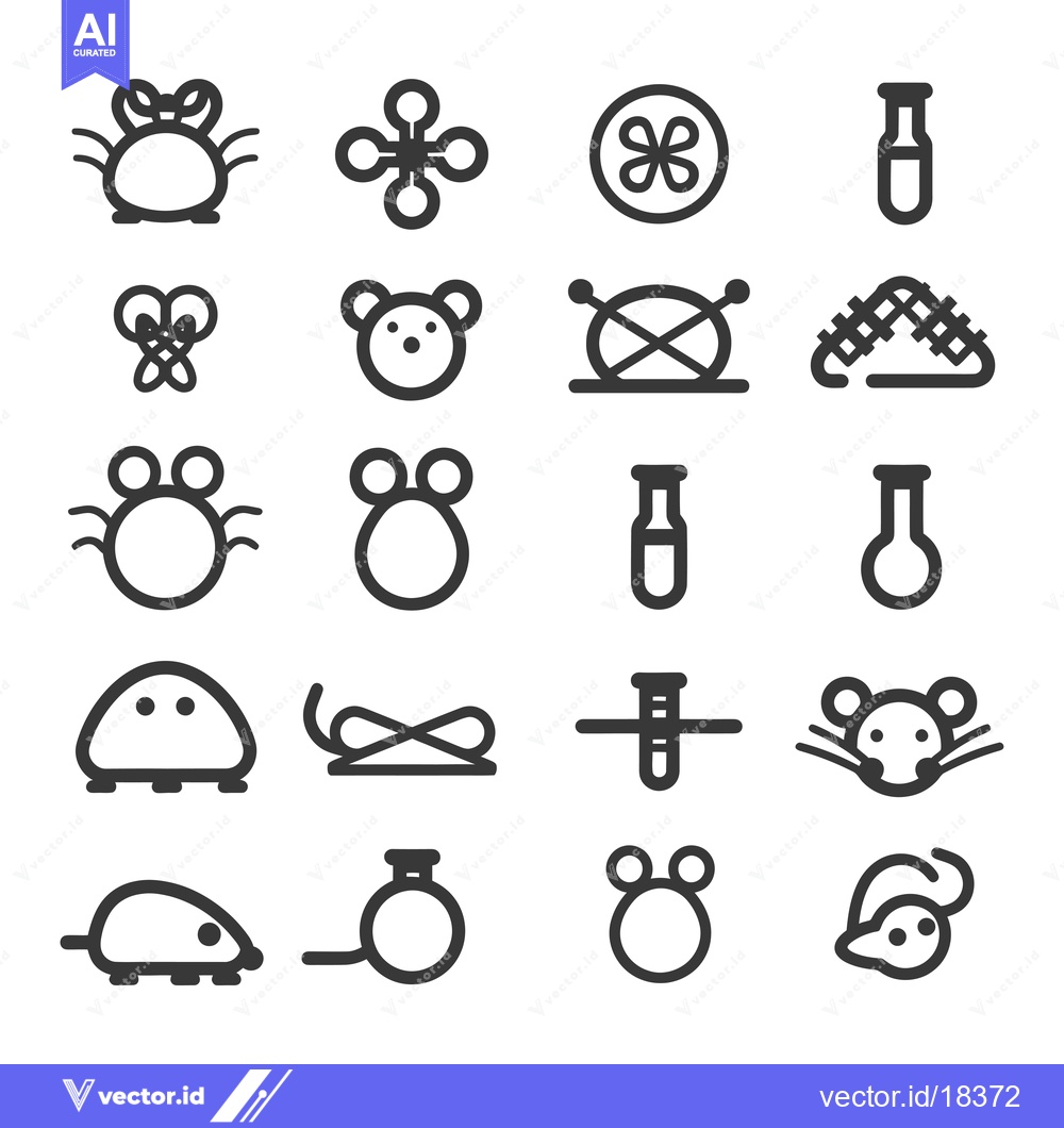 Premium Vector dari A Set of Black and White Mouse and Laboratory Icons