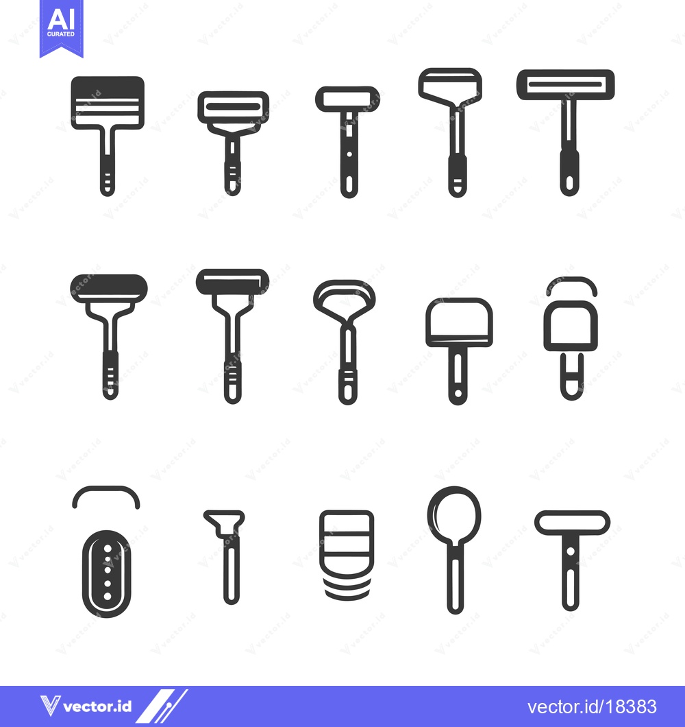 Premium Vector of A Set of Black and White Shaving Razor Icons