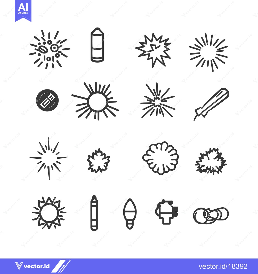 Premium Vector of A Set of  Black and White Starburst Icons