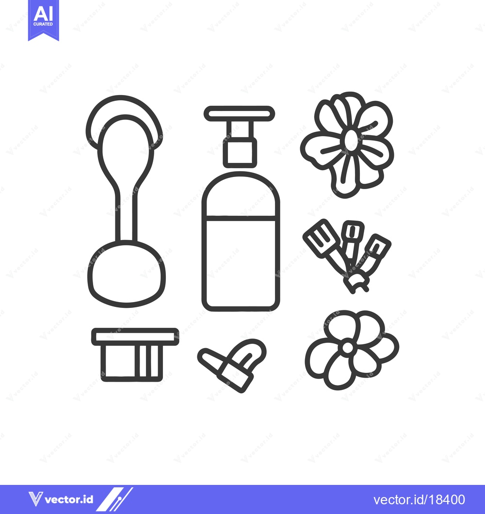 Premium Vector dari A set of black outline illustrations depicting beauty and skincare too