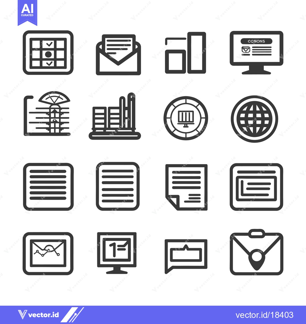 Premium Vector dari A Set of Business and Finance Icons in a Black and White Outline Style