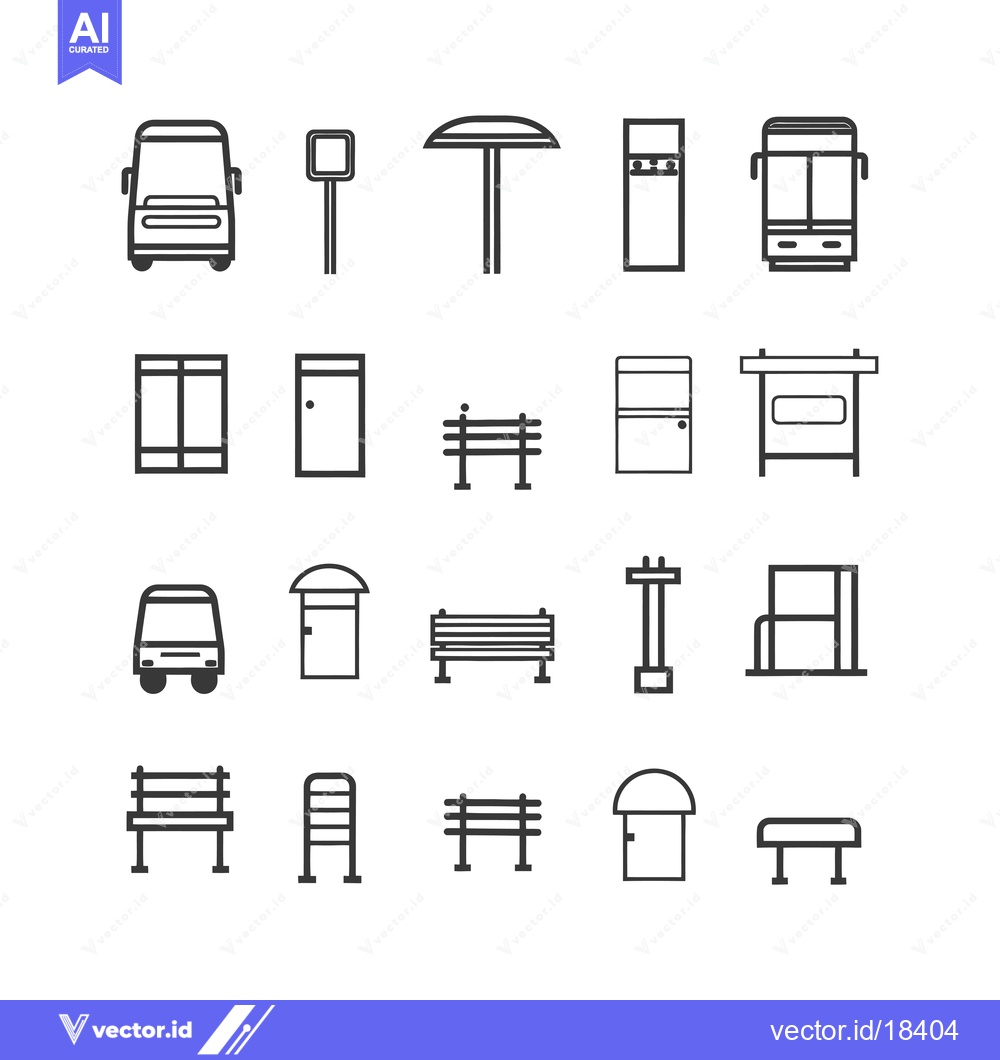 Premium Vector dari A Set of Bus Stop and Public Transportation Icons