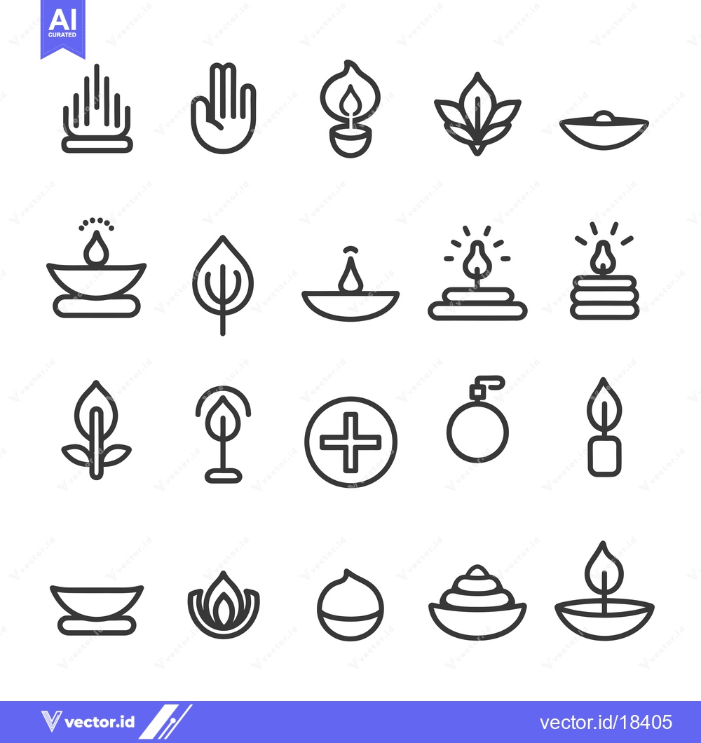 Premium Vector of A Set of Candle and Fire Icons in Line Style