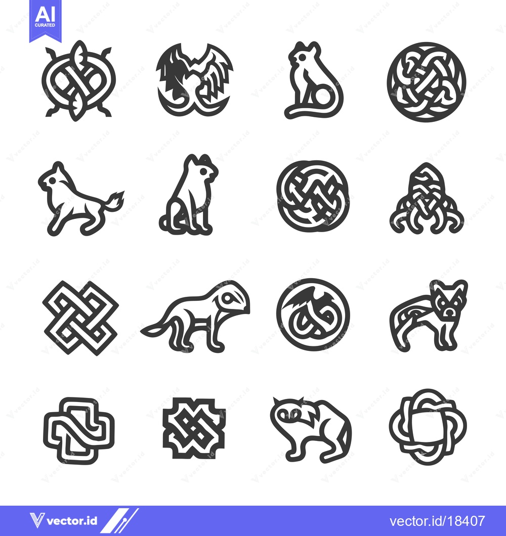 Premium Vector dari A Set of Celtic Knotwork Designs Featuring Animals