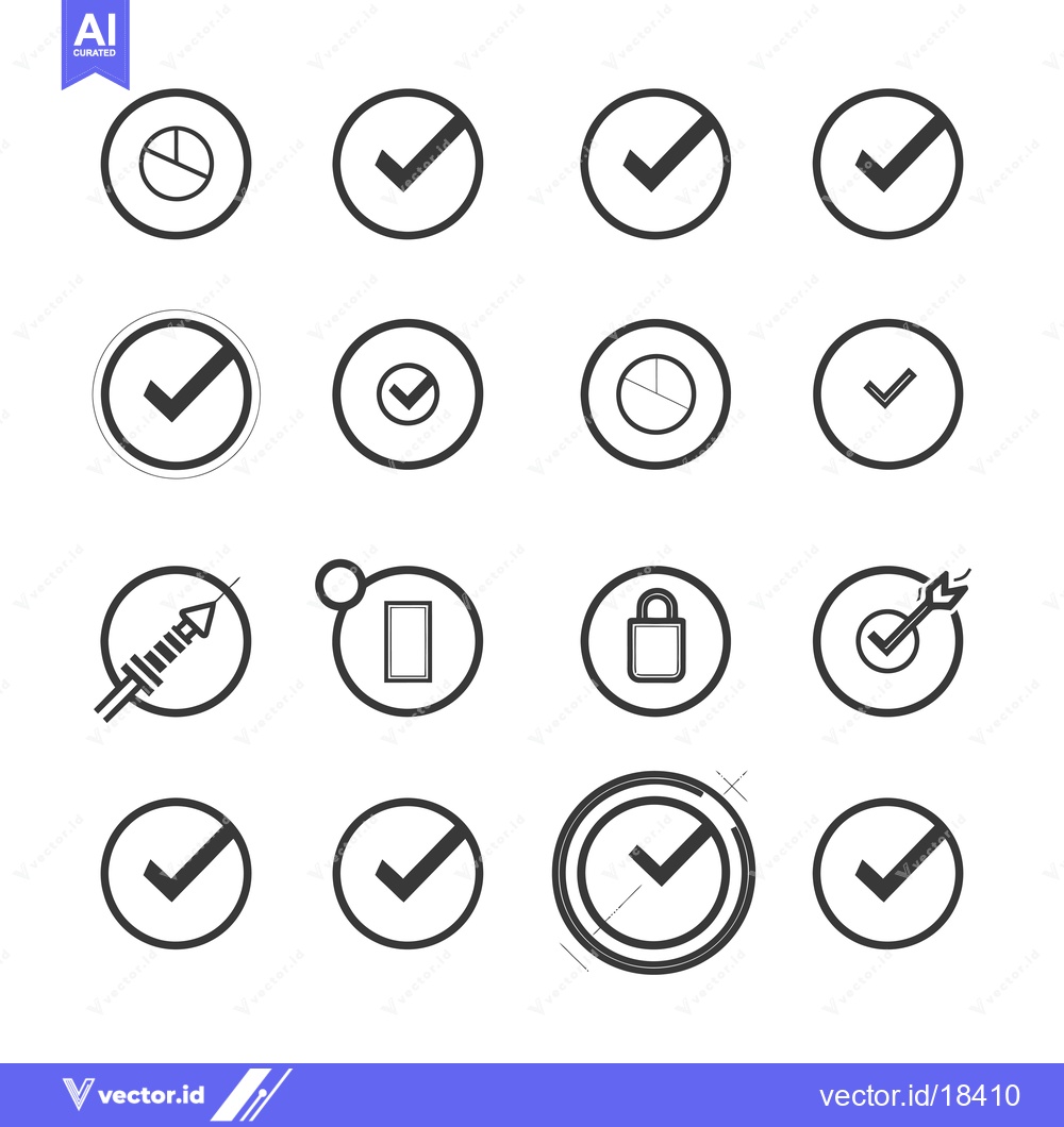 Premium Vector dari A Set of Check Mark and Other Icons Within Circles