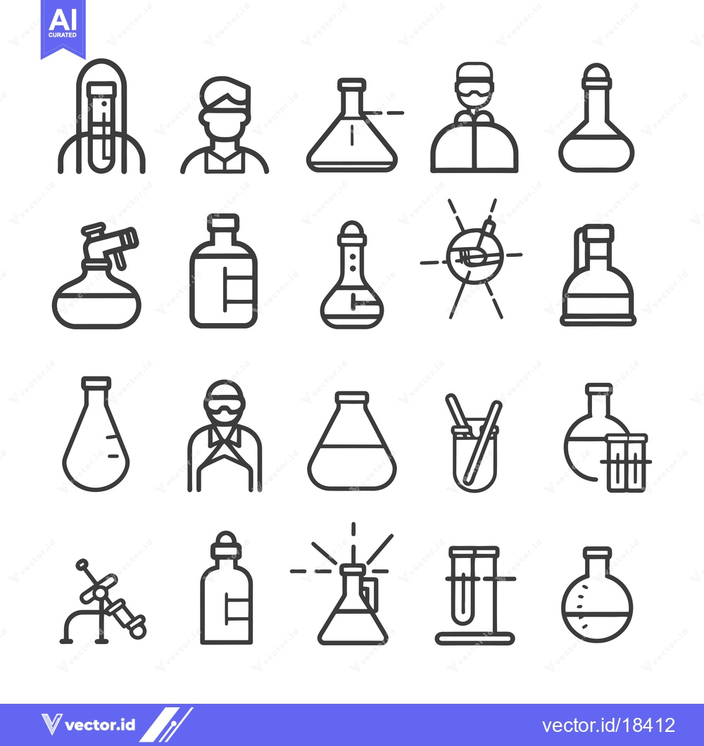 Premium Vector dari A Set of Chemistry-Related Icons