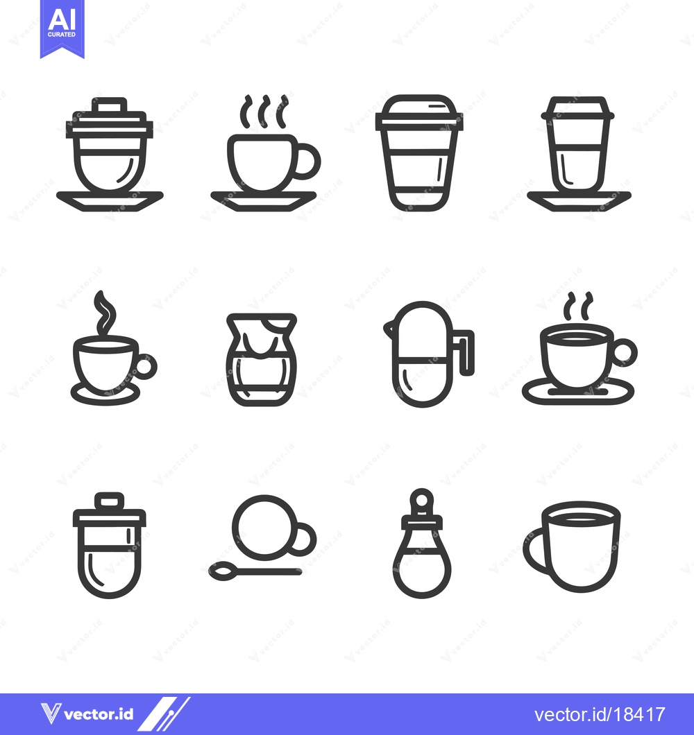 Premium Vector of A Set of Coffee and Tea Related Line Icons