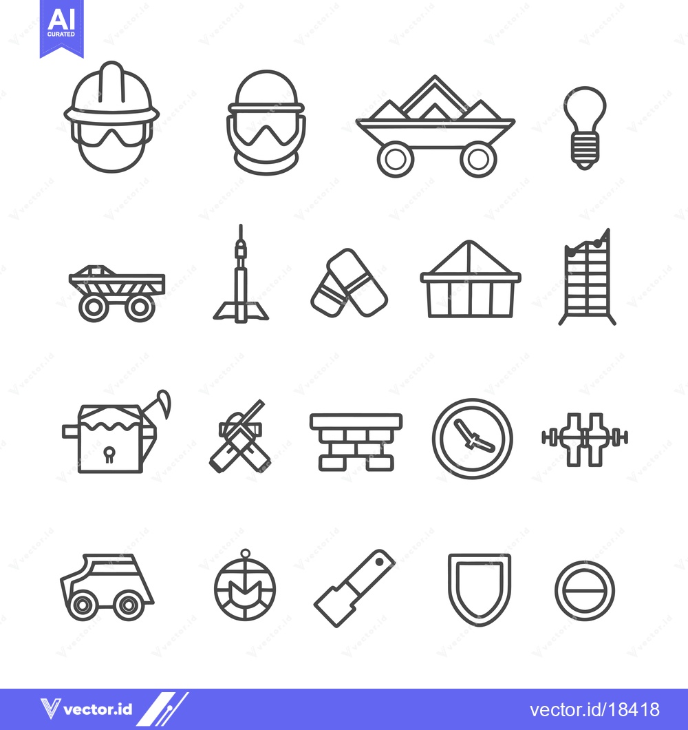 Premium Vector of A Set of Construction Industry and Safety Related Icons