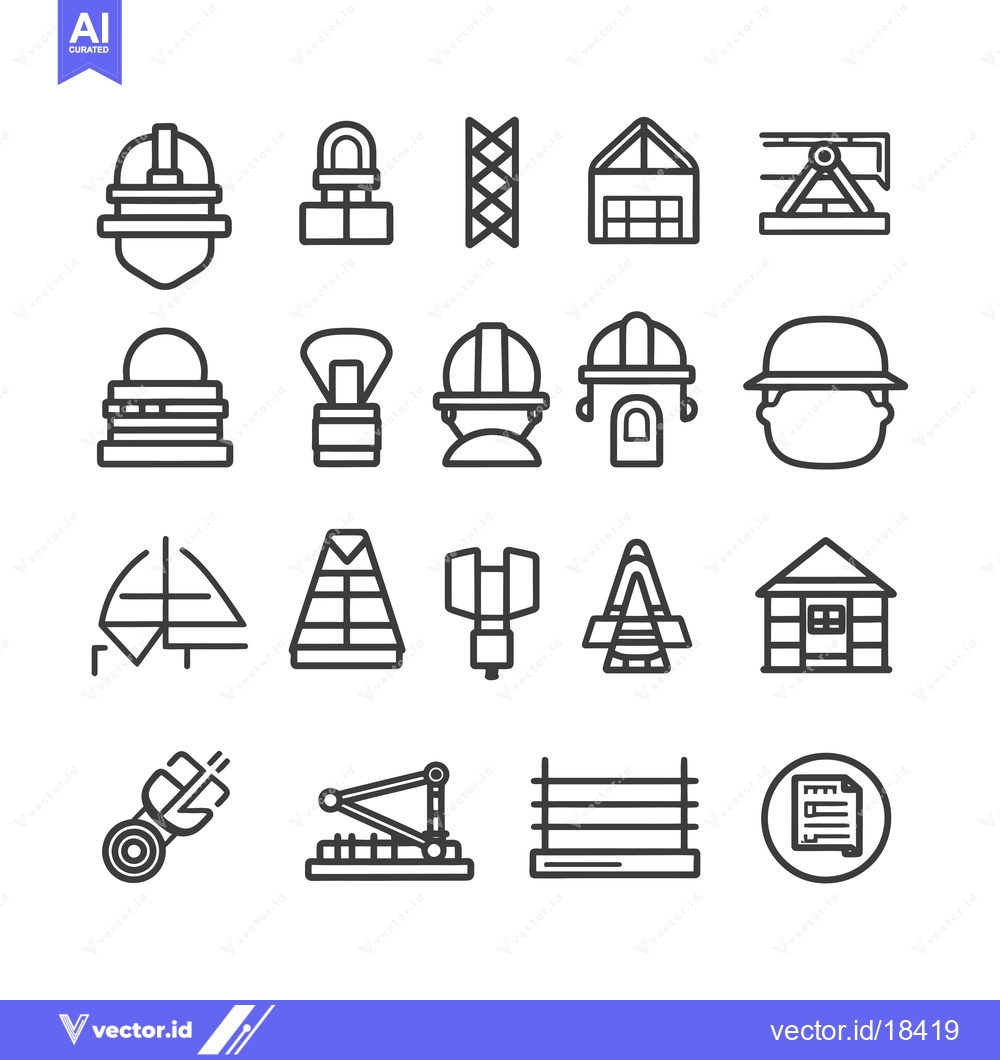 Premium Vector dari A Set of Construction-Related Line Icons