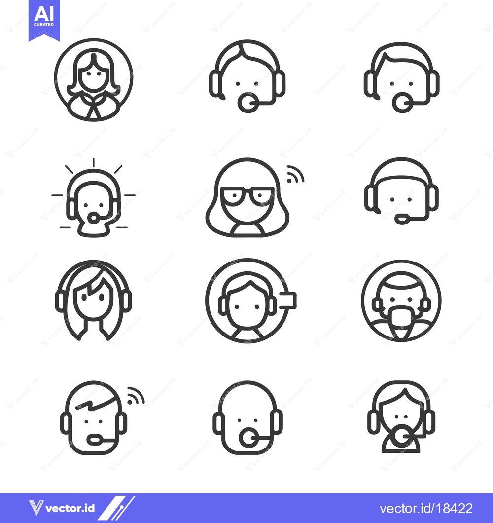 Premium Vector dari A Set of Customer Support Icons Featuring Diverse Individuals with Hea
