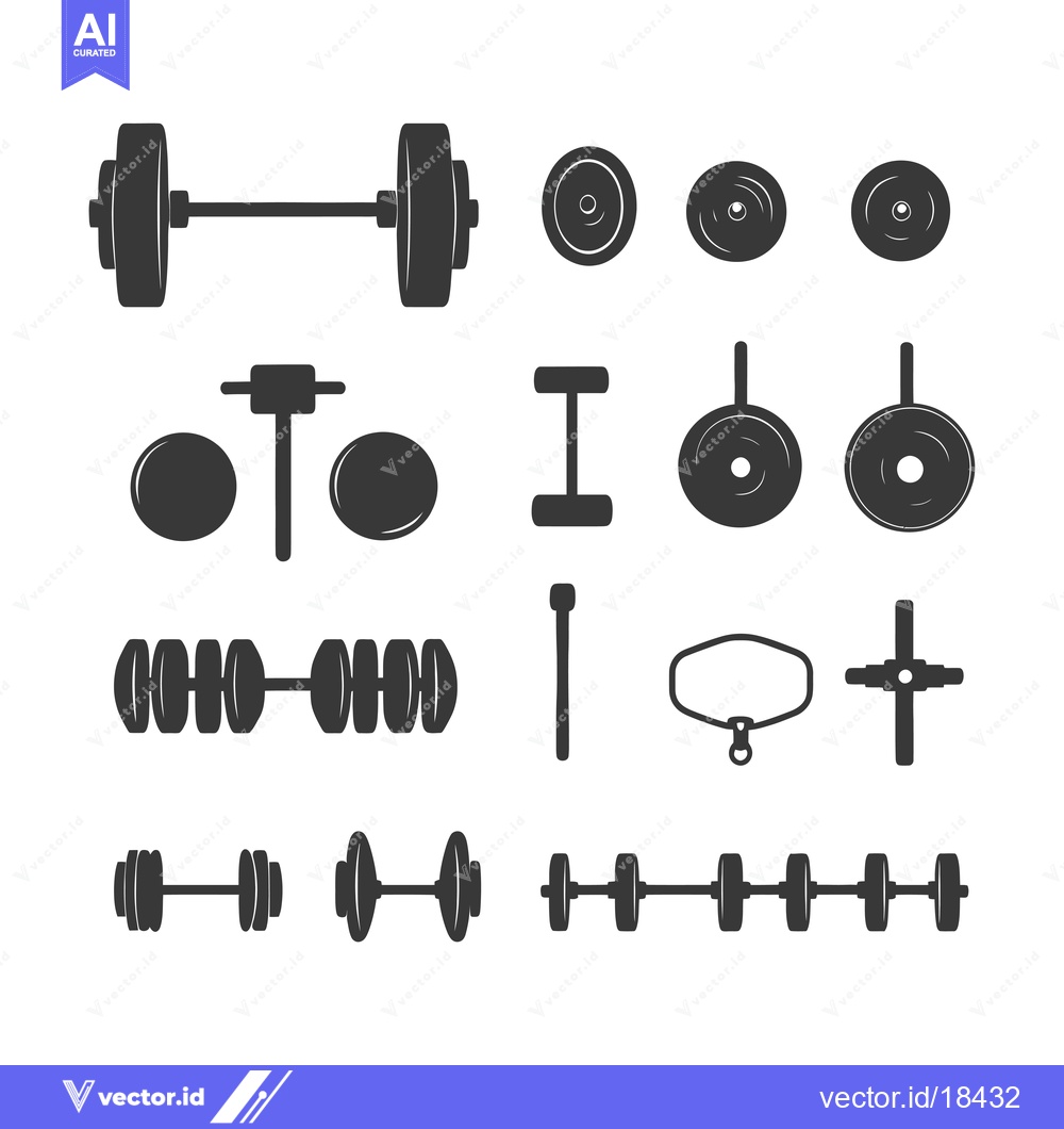 Premium Vector dari A Set of Dumbbells and Barbells for Weightlifting