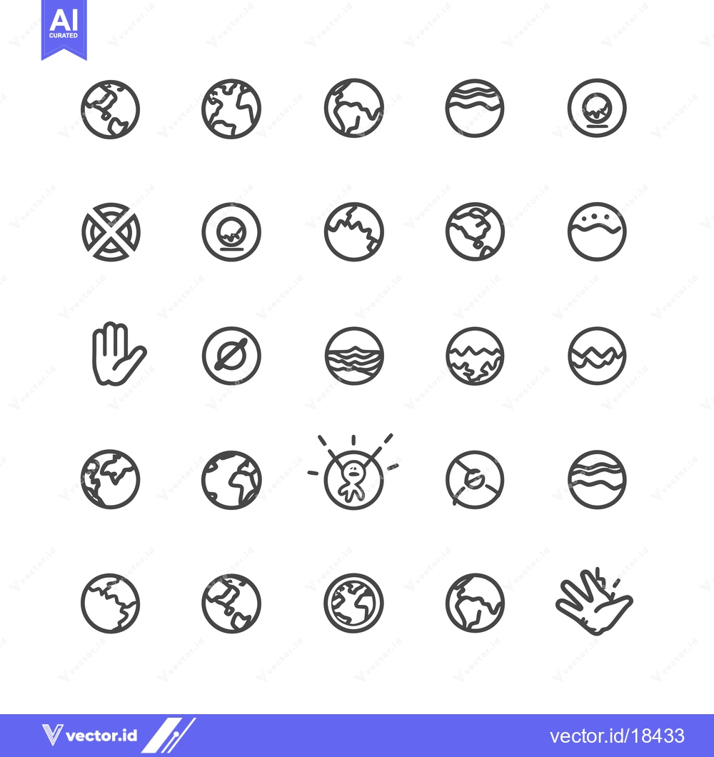 Premium Vector of A Set of Earth and World Icons Depicting Various Concepts