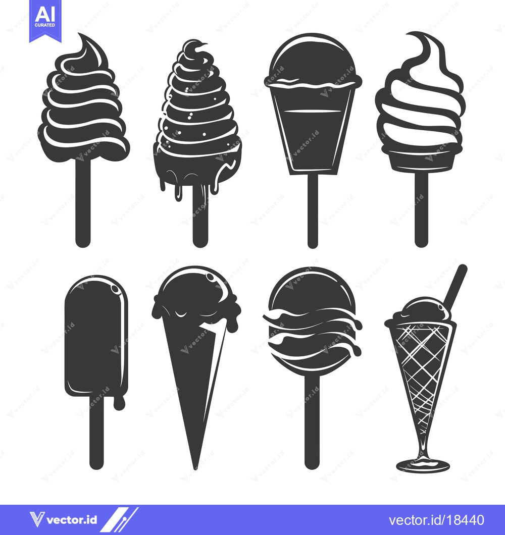 Premium Vector dari A Set of Eight Different Types of Ice Cream Treats