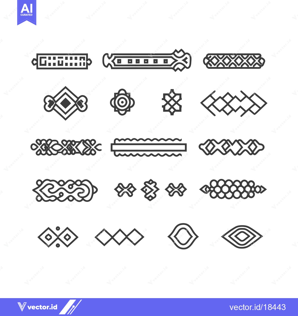 Premium Vector dari A Set of Eighteen Geometric Line Art Design Elements