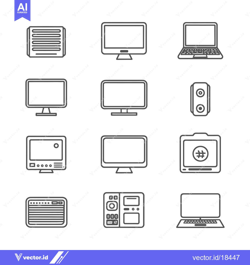 Premium Vector dari A Set of Electronic Devices in Outline Form