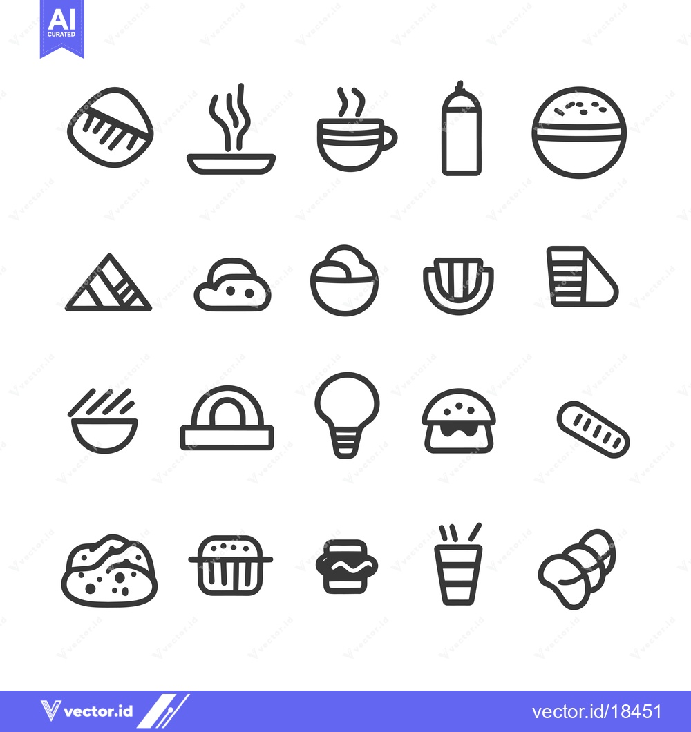Premium Vector dari A Set of Food and Drink Line Icons