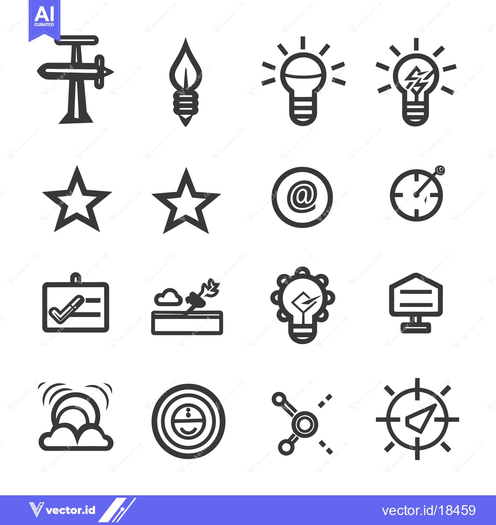 Premium Vector of A Set of Fourteen Black and White Icons Depicting Various Concepts