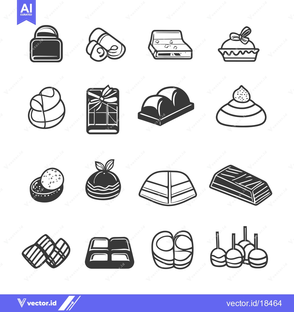 Premium Vector of A Set of Fourteen Chocolate and Sweet Dessert Icons