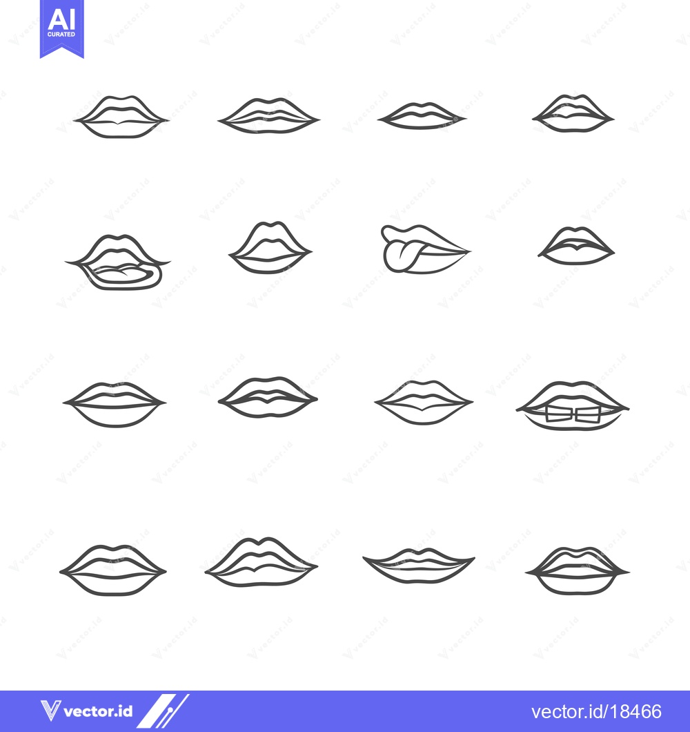 Premium Vector dari A Set of Fourteen Different Lip Expressions