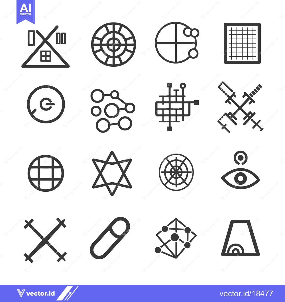 Premium Vector of A Set of Geometric Shapes and Symbols
