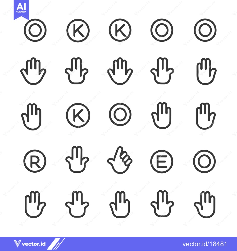 Premium Vector of A Set of Hand and Symbol Icons in Black Outline
