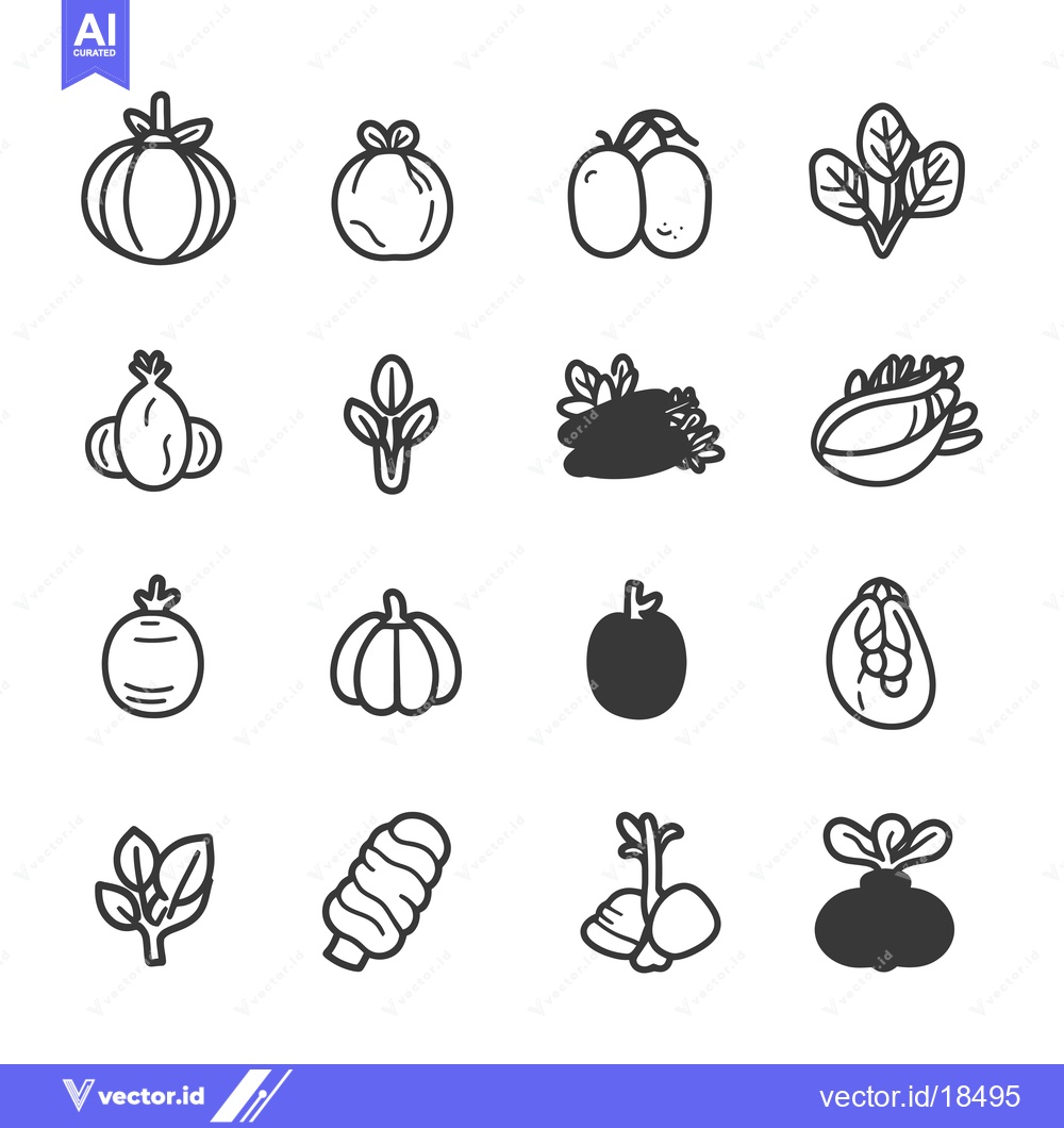 Premium Vector of A Set of Hand-Drawn Vegetable Icons