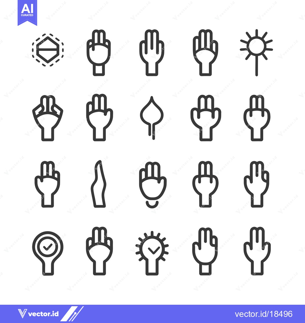 Premium Vector of A Set of Hand Gestures and Symbols in a Grid Layout