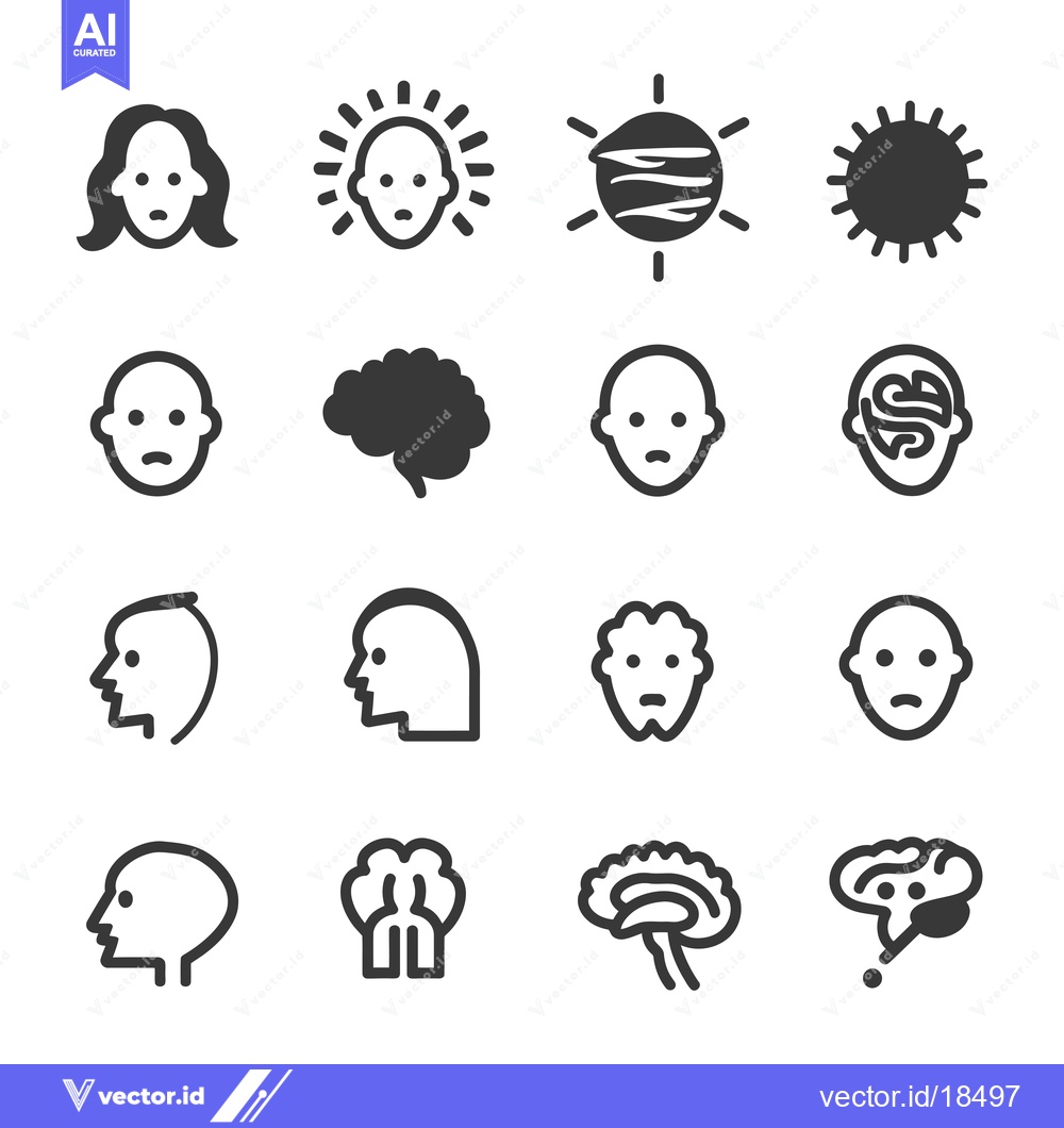 Premium Vector of A Set of Head and Brain Icons for Human Anatomy and Psychology Concept