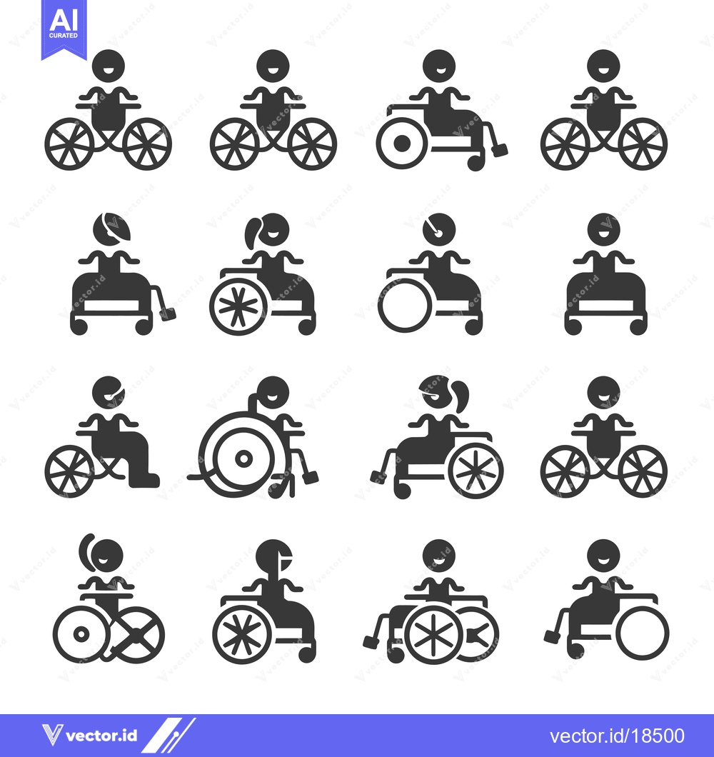 Premium Vector dari A Set of Icons Depicting People in Wheelchairs and on Bikes