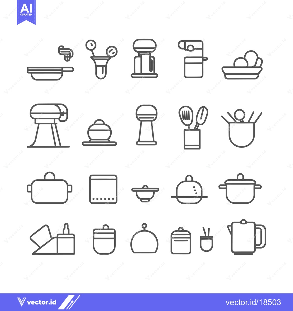 Premium Vector dari A Set of Kitchen Utensil and Appliance Icons