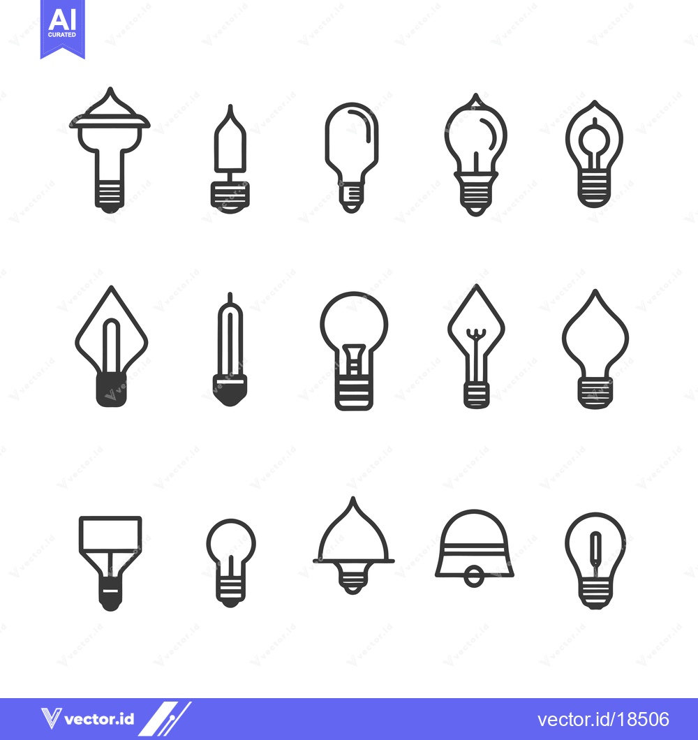 Premium Vector dari A Set of Light Bulb Icons in Various Shapes