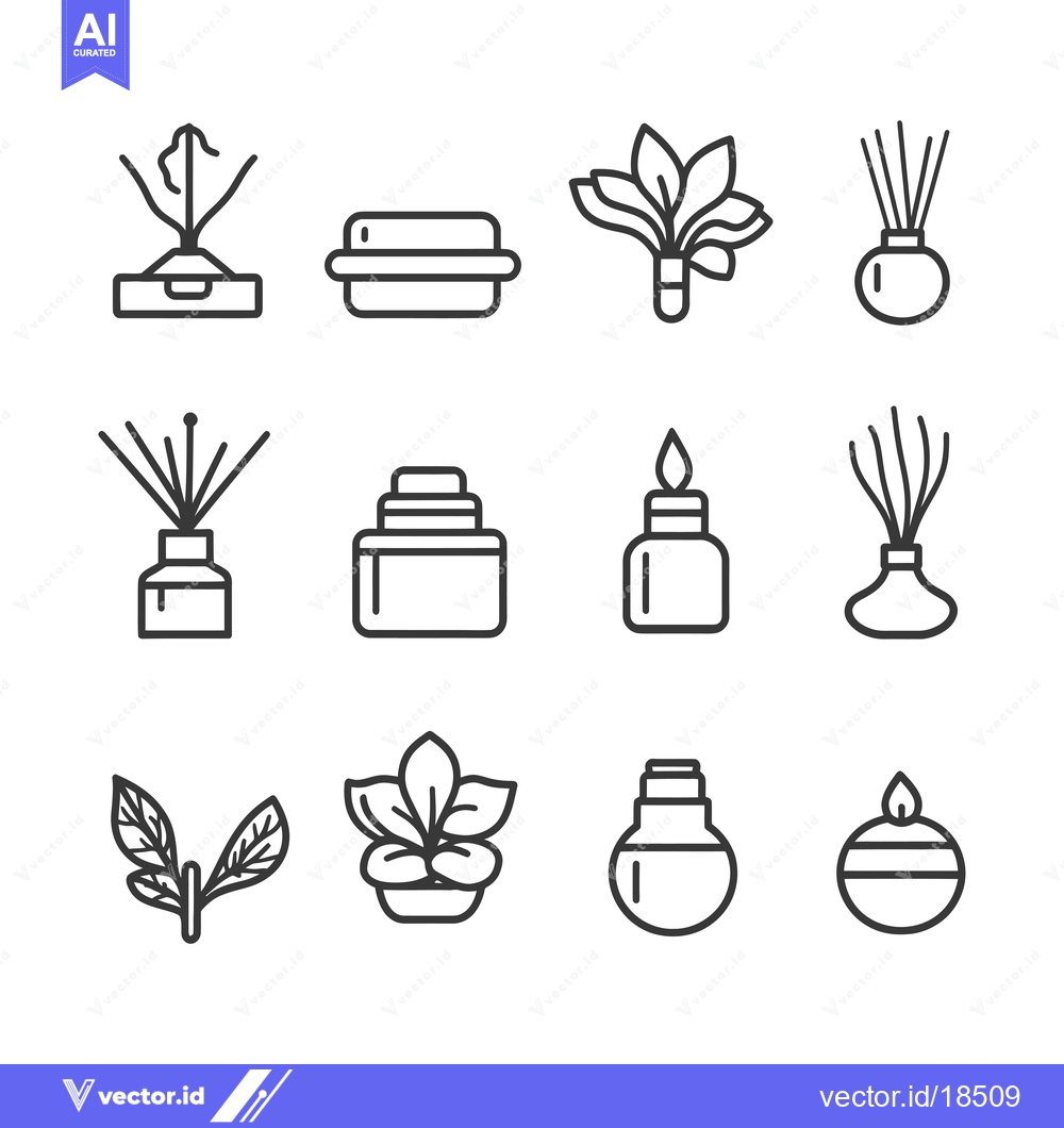 Premium Vector dari A Set of Line Art Icons Depicting Different Types of Air Fresheners