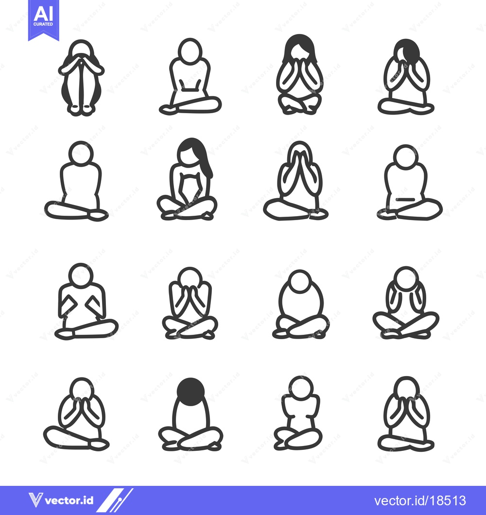 Premium Vector dari A Set of Line Art Illustrations Depicting People in Sitting Positions