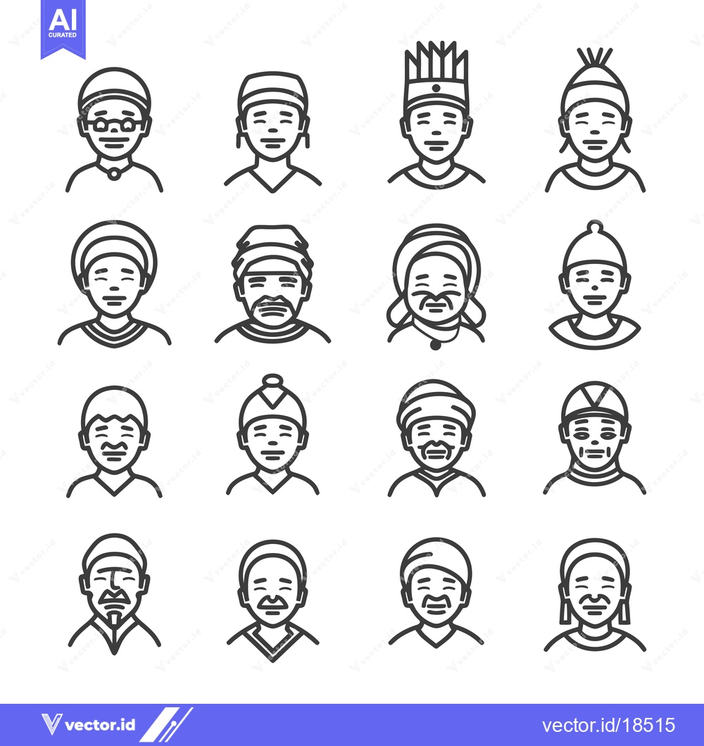 Premium Vector dari A Set of Line Art Illustrations Depicting Various Men in Different Hea