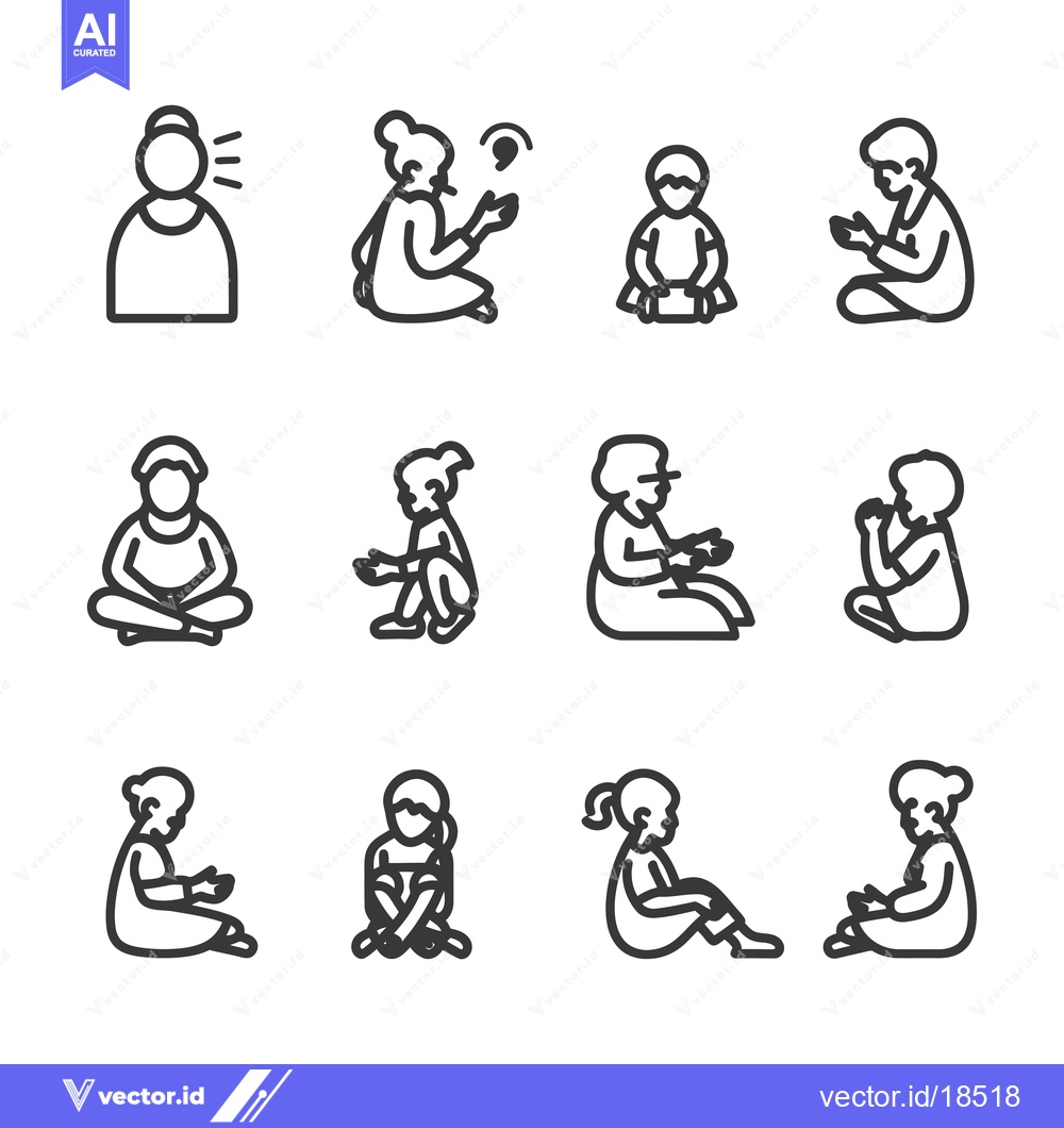 Premium Vector dari A Set of Line Art Illustrations of People Sitting in Various Positions