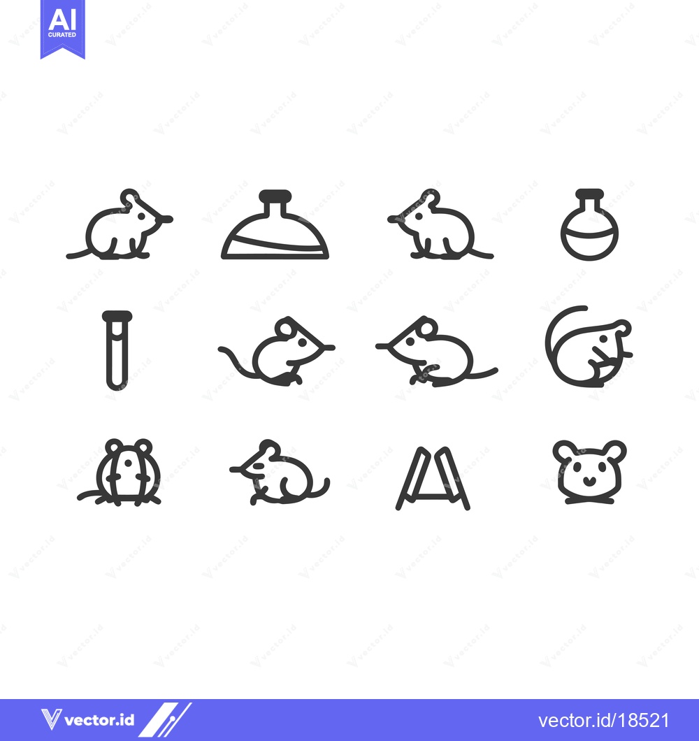 Premium Vector dari A Set of Line Art Mouse Icons for Lab Experiments