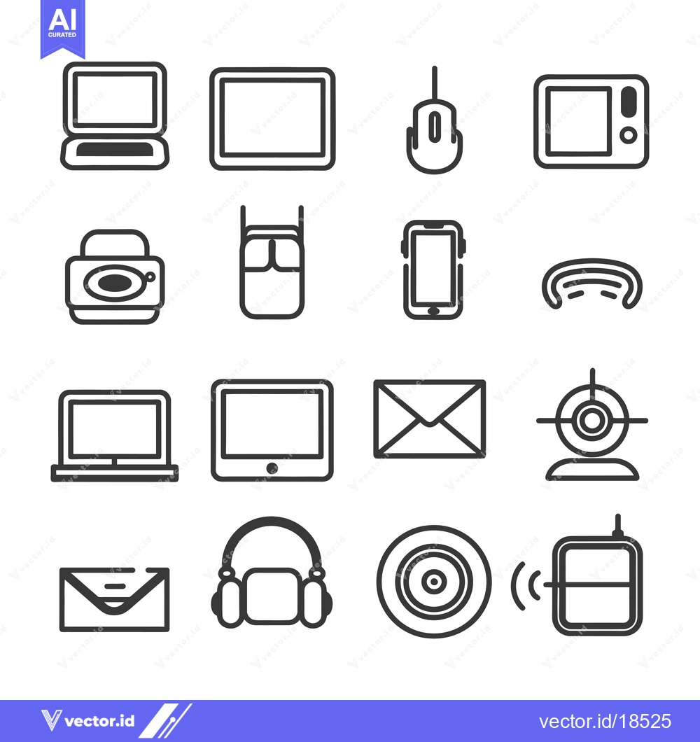 Premium Vector of A Set of Line Drawings Depicting Computer and Phone Accessories