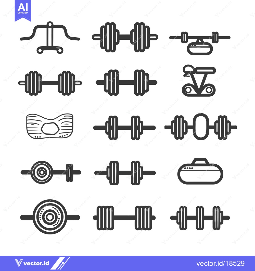 Premium Vector of A Set of Line Drawings Depicting Gym Equipment