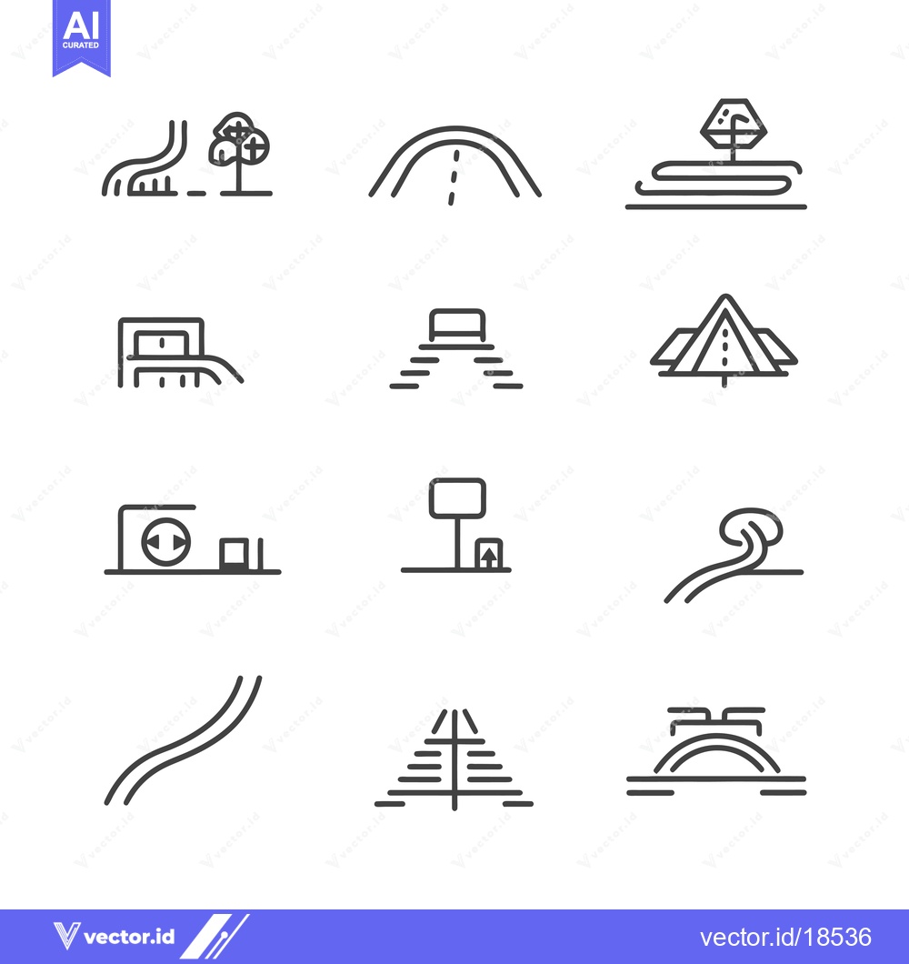 Premium Vector of A Set of Line Drawings Depicting Road Signs and Features