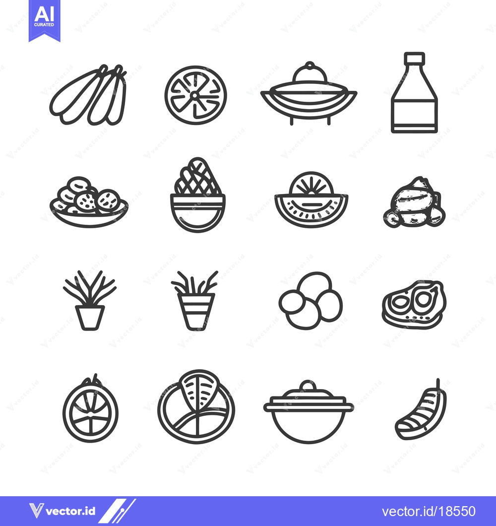 Premium Vector of A Set of Line Drawings of Different Fruits and Vegetables