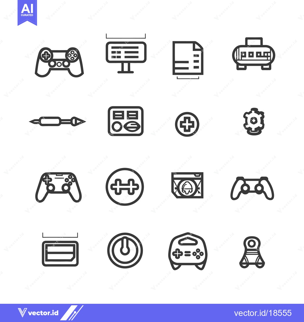 Premium Vector dari A Set of Line Drawings of Video Game Icons