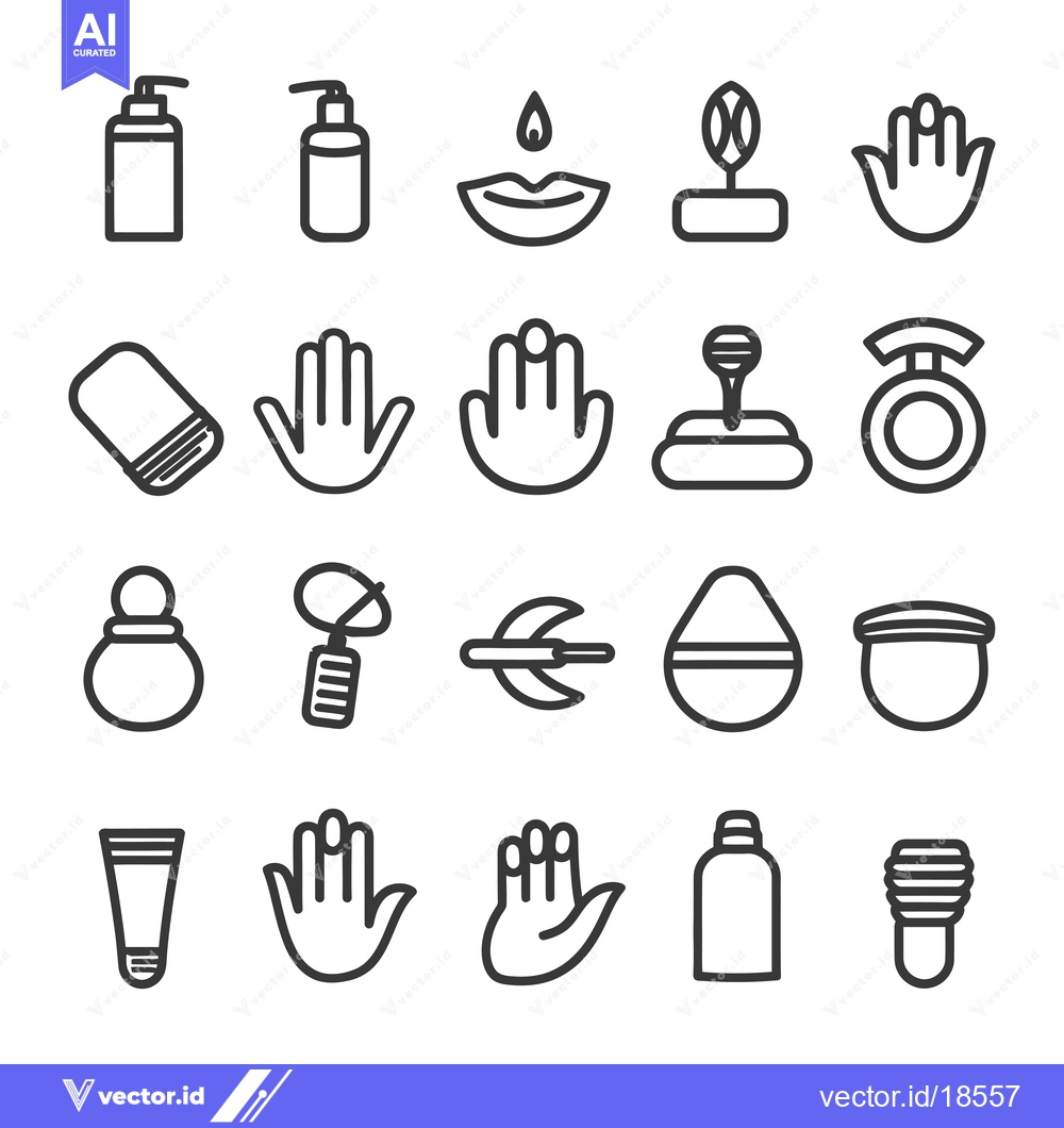 Premium Vector of A Set of Line Icons Depicting Beauty and Hygiene Products