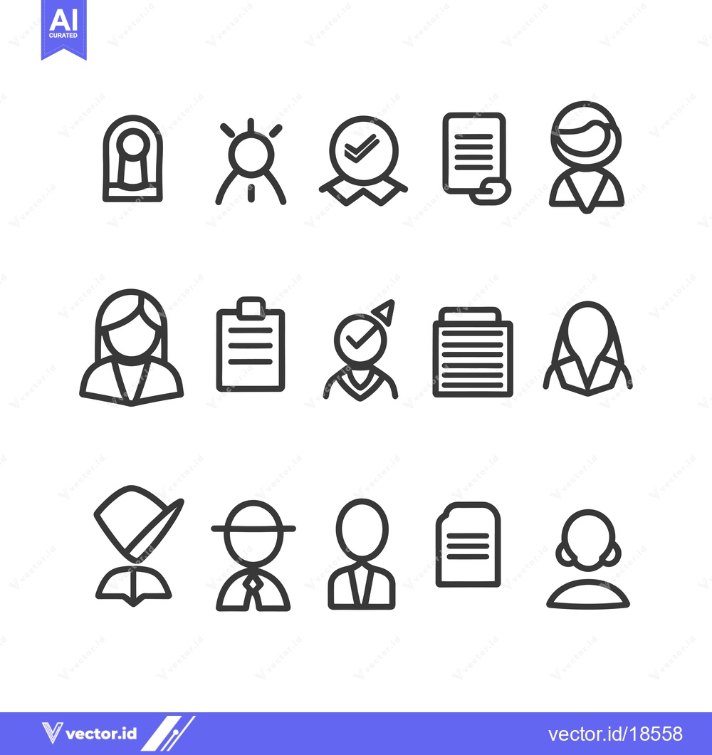 Premium Vector of A Set of Line Icons Depicting Different Professions