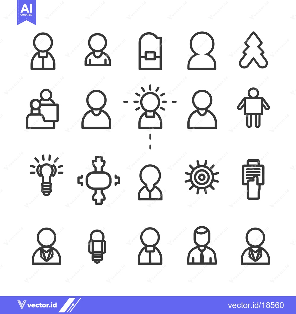 Premium Vector dari A Set of Line Icons Depicting People, Ideas, and Teamwork