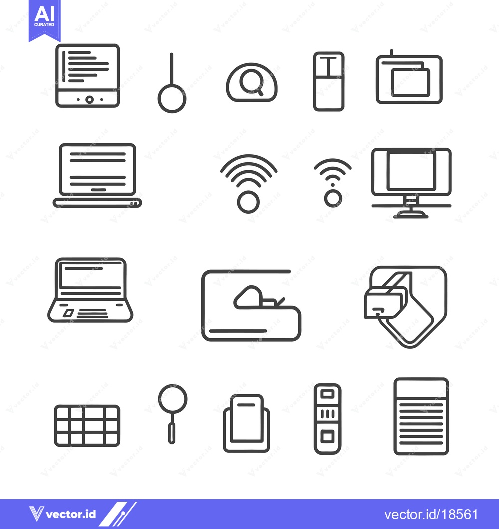 Premium Vector dari A Set of Line Icons Depicting Technology and Computing Devices