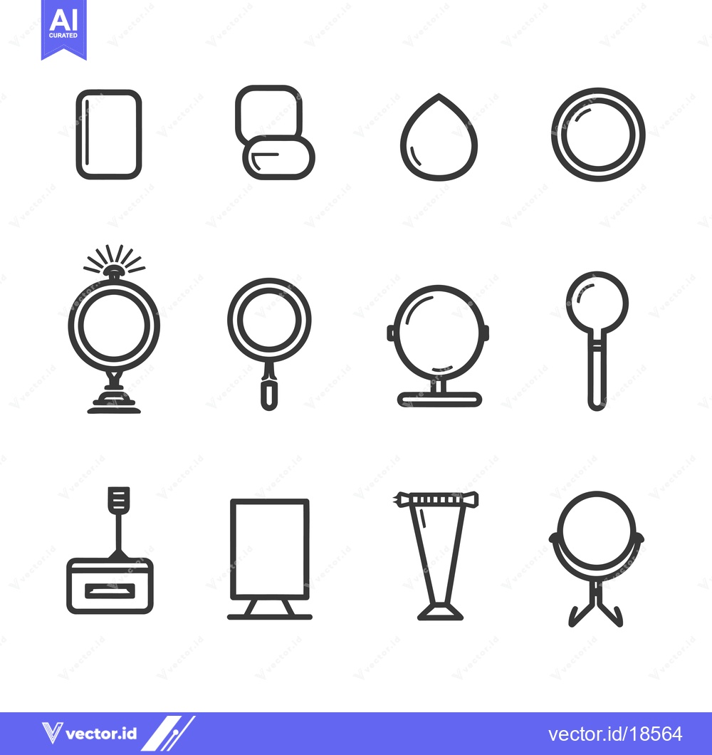 Premium Vector dari A Set of Line Icons Depicting Various Types of Mirrors