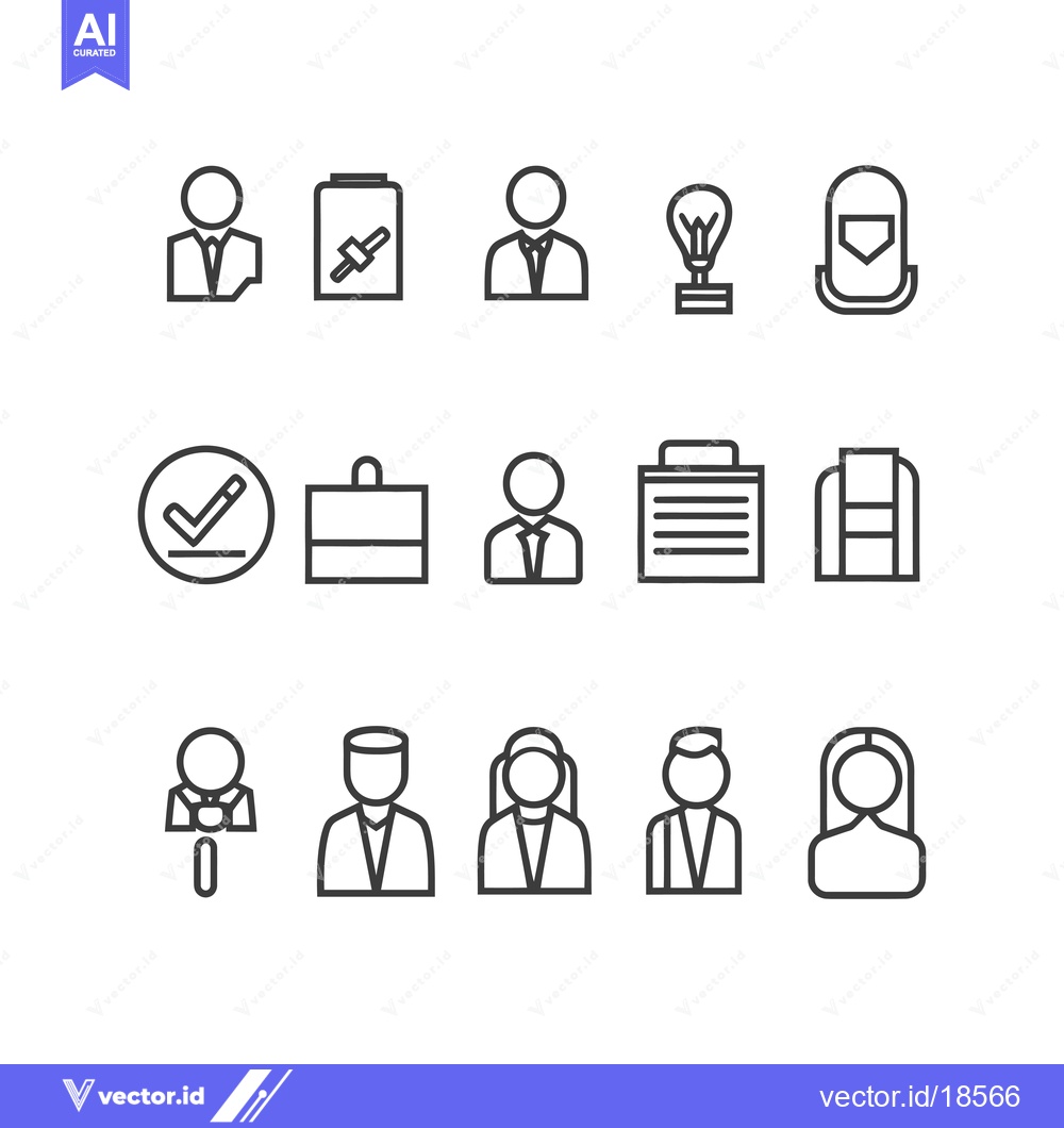 Premium Vector dari A Set of Line Icons Representing Business People, Ideas, and Tasks