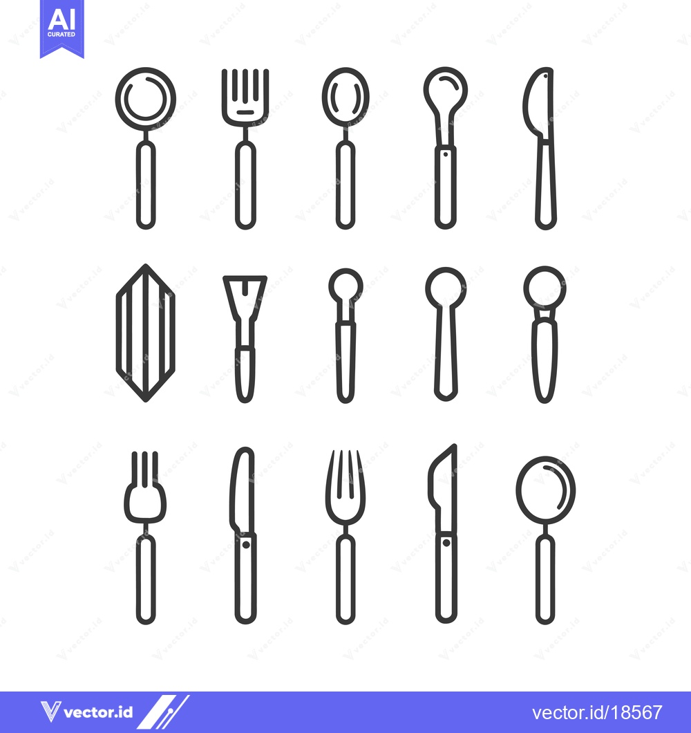 Premium Vector of A Set of Line Icons Representing Different Utensils